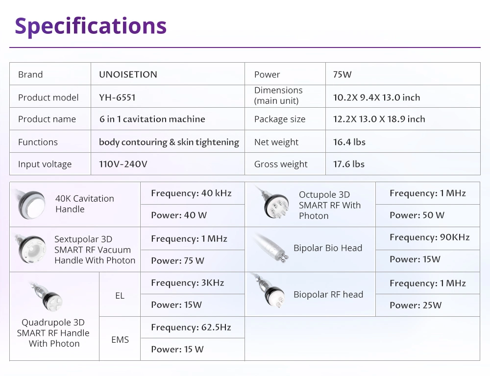 6 in 1 laser lipo cavitation machine